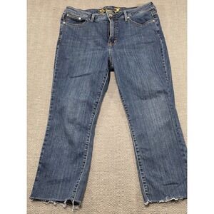 Seven7 Jeans Women's Size‎ 12 Mahone Fashion Jean Cropped Frayed Hem Blue Denim